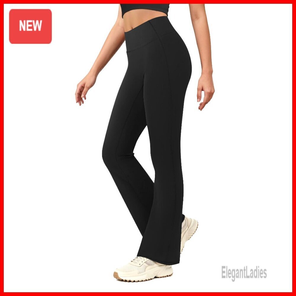High Waisted Flare Leggings Tummy Control Workout Pants Seamless